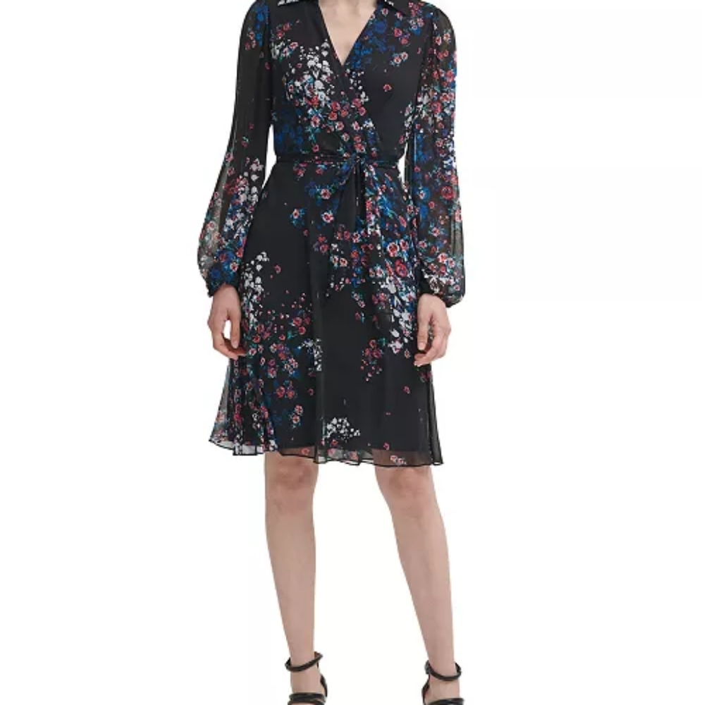 Donna Karen floral print wrap dress